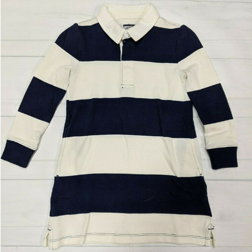 Lands End Navy & White Striped Polo Rugby Shirt Dress